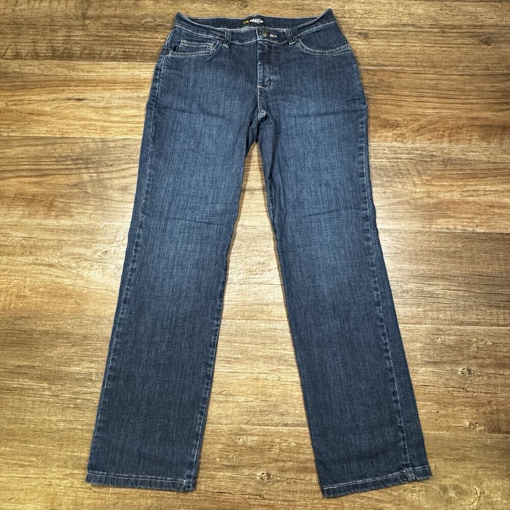 Lee Women’s Jeans 4 Short Relaxed Fit Straight Leg Mid Rise Dark Wash Stretch